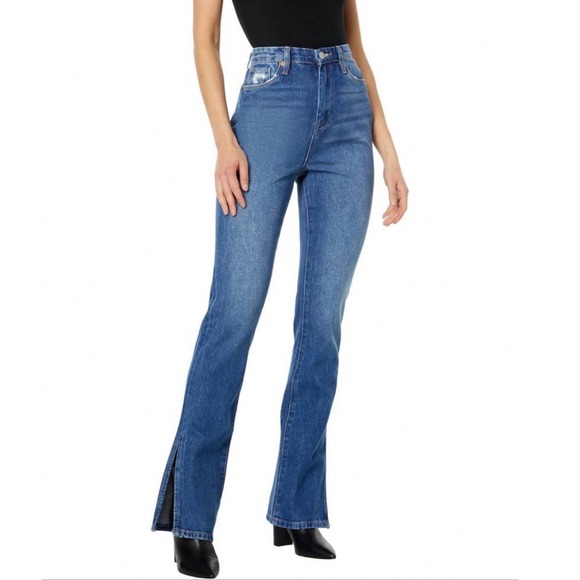 Blank Nyc Size 25 The Cooper Long Slim Straight Jeans Split Hem 100% Cotton Nwt